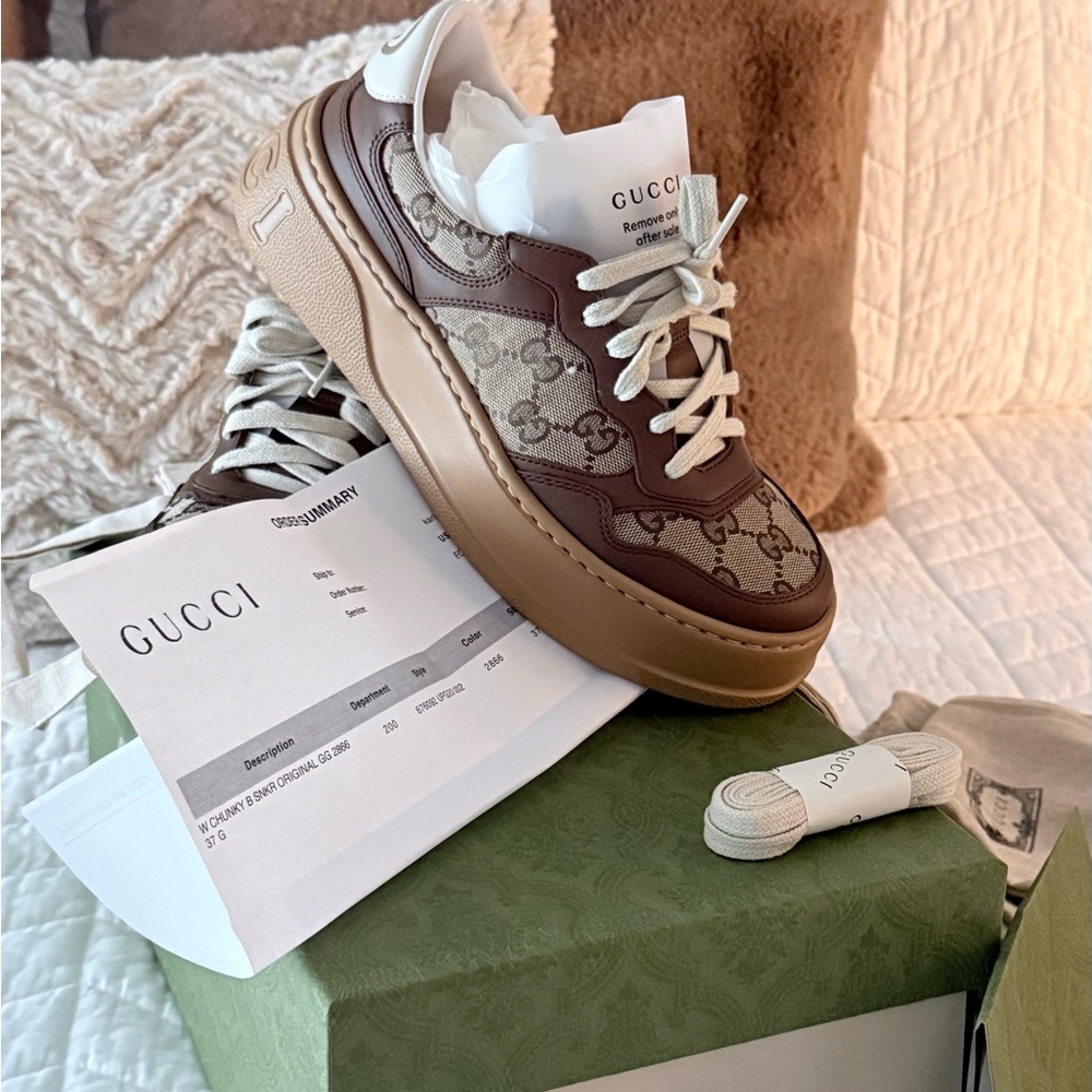 Gucci Hazelnut and Cream Sneakers